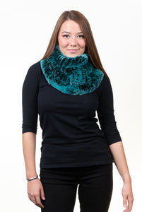 Rex Rabbit Cowl Neck - Aqua Black