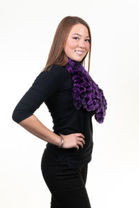 Rex Rabbit Fringes Scarf - Purple/Black