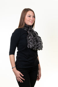 Rex Rabbit Fringes Scarf - Chinchilla