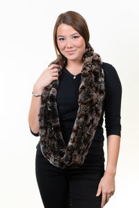 Rex Rabbit Infinity Scarf - Black/Taupe/Chinchilla