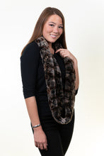 Load image into Gallery viewer, Rex Rabbit Infinity Scarf - Black/Taupe/Chinchilla
