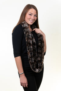 Rex Rabbit Infinity Scarf - Black/Taupe/Chinchilla