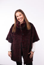 Load image into Gallery viewer, Layered Merlot Mink Jacket with Black Rex Rabbit
