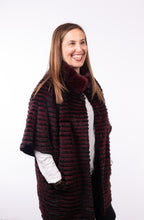 Load image into Gallery viewer, Layered Merlot Mink Jacket with Black Rex Rabbit
