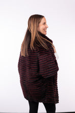 Load image into Gallery viewer, Layered Merlot Mink Jacket with Black Rex Rabbit
