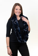 Load image into Gallery viewer, Rex Rabbit Infinity Scarf - Blue/Grey
