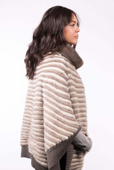 Natural Silver/Pearl Mink Poncho with Cashmere Lining