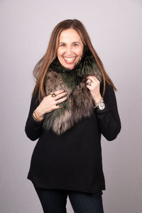 Forest/Mocha Silver Fox Fur Collar