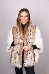 Lynx Jacket with White Mink 3/4 Sleeves