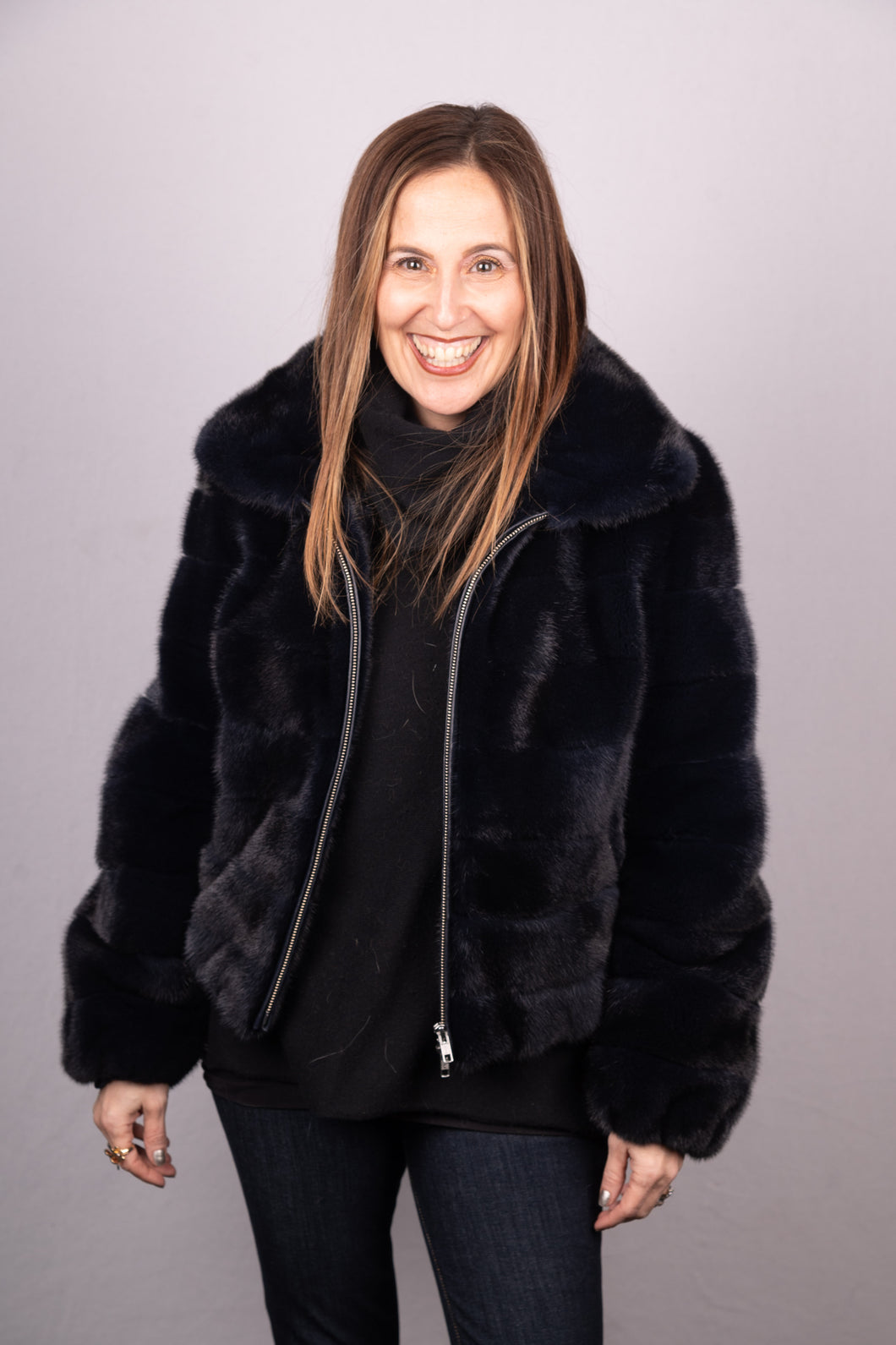 Midnight Navy Mink Jacket