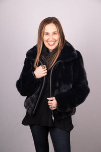 Midnight Navy Mink Jacket