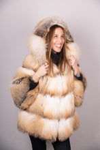 Load image into Gallery viewer, Natural Golden Island Fox Jacket with Hood
