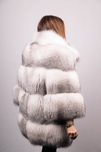 Natural Platinum Cross Fox Jacket