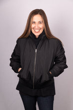 Load image into Gallery viewer, Olive Cross Mink Jacket Reversible to Black Tafetta
