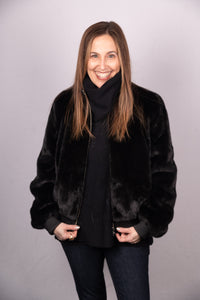 Black Mink Jacket Reversible to Navy Tafetta