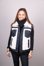 Load image into Gallery viewer, White Mink/Denim Vest
