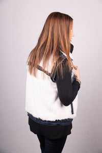 White Mink/Denim Vest