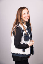 Load image into Gallery viewer, White Mink/Denim Vest
