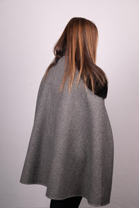 Black Mink/Charcoal Swakara Lamb/Charcoal Wool Cashmere Cape