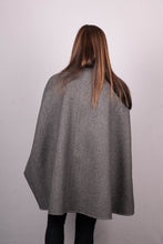 Load image into Gallery viewer, Black Mink/Charcoal Swakara Lamb/Charcoal Wool Cashmere Cape
