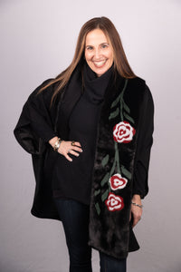 Floral Intarsia Mink Cape