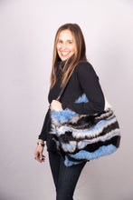 Load image into Gallery viewer, Black/Sky Blue/Indigo Fox Handbag
