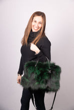 Load image into Gallery viewer, Emerald Dyed Silver Fox Handbag
