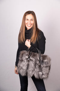 Natural Silver Fox Handbag