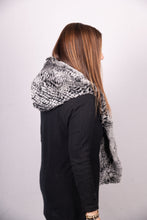 Load image into Gallery viewer, Chinchilla Rex Rabbit Hooded Scarf
