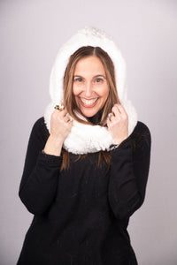 White Rex Rabbit Hooded Scarf