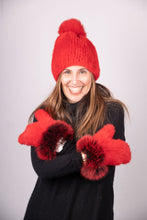 Load image into Gallery viewer, Red Mink Hat with Fox
