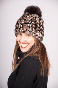 Sable Multicolor "Pixel" Mink Hat with Sable Fox