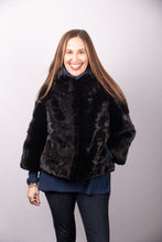 Load image into Gallery viewer, Black Mink Jacket with 3/4 Sleeves
