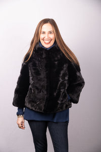 Black Mink Jacket with 3/4 Sleeves