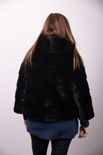 Load image into Gallery viewer, Black Mink Jacket with 3/4 Sleeves
