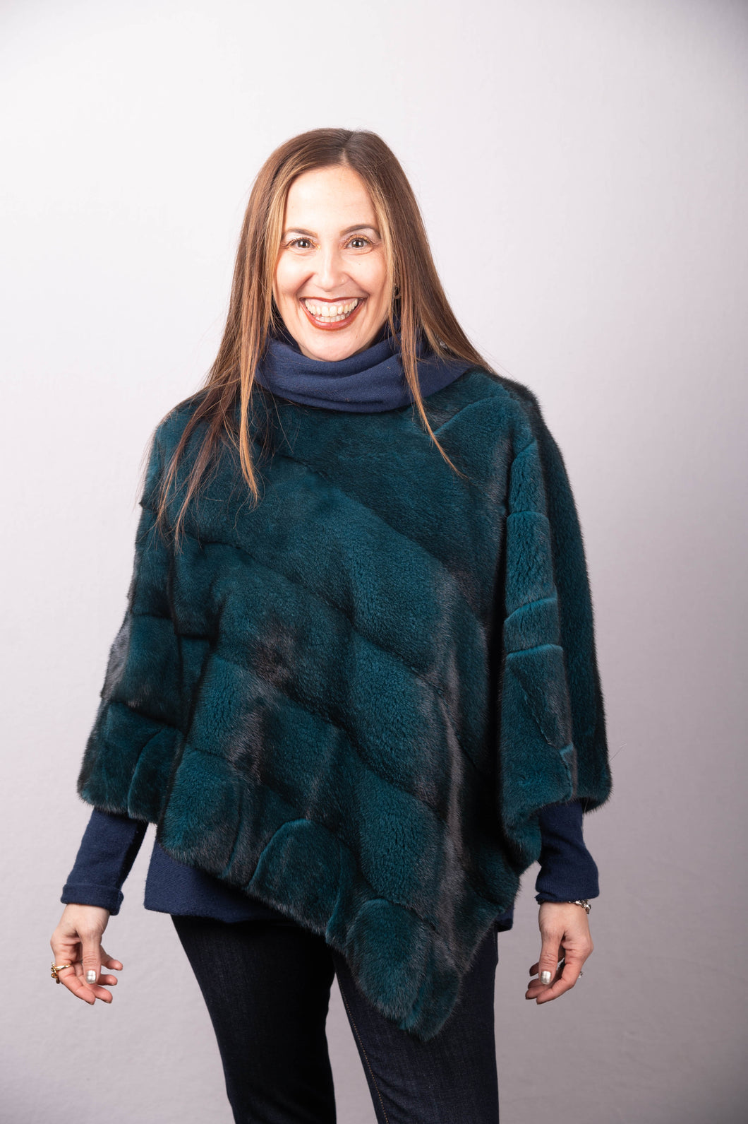 Teal Mink Poncho