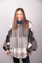 Load image into Gallery viewer, Blue Iris/Sapphire/Silver Cross/Black Mink Jacket
