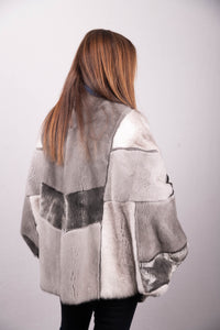 Blue Iris/Sapphire/Silver Cross/Black Mink Jacket