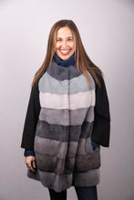 Load image into Gallery viewer, Grey/Seafoam/Silver Mink and Black Loro Piana Cashmere Cape
