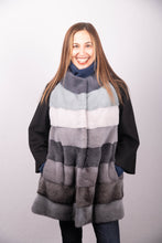 Load image into Gallery viewer, Grey/Seafoam/Silver Mink and Black Loro Piana Cashmere Cape
