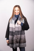 Load image into Gallery viewer, Grey/Seafoam/Silver Mink and Black Loro Piana Cashmere Cape
