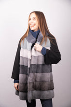 Load image into Gallery viewer, Grey/Seafoam/Silver Mink and Black Loro Piana Cashmere Cape
