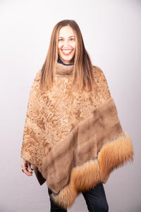 Camel Swakara Lamb/Mink/Fox Cape