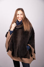 Load image into Gallery viewer, Mocha Spray Mink Poncho with Cashmere Lining
