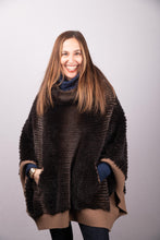 Load image into Gallery viewer, Mocha Spray Mink Poncho with Cashmere Lining
