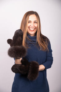 Mahogany Mink Mittens with Dyed to Match Fox Trim