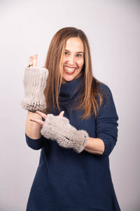 Stone Mink Fingerless Gloves