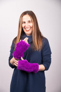 Fuchsia Mink Fingerless Gloves