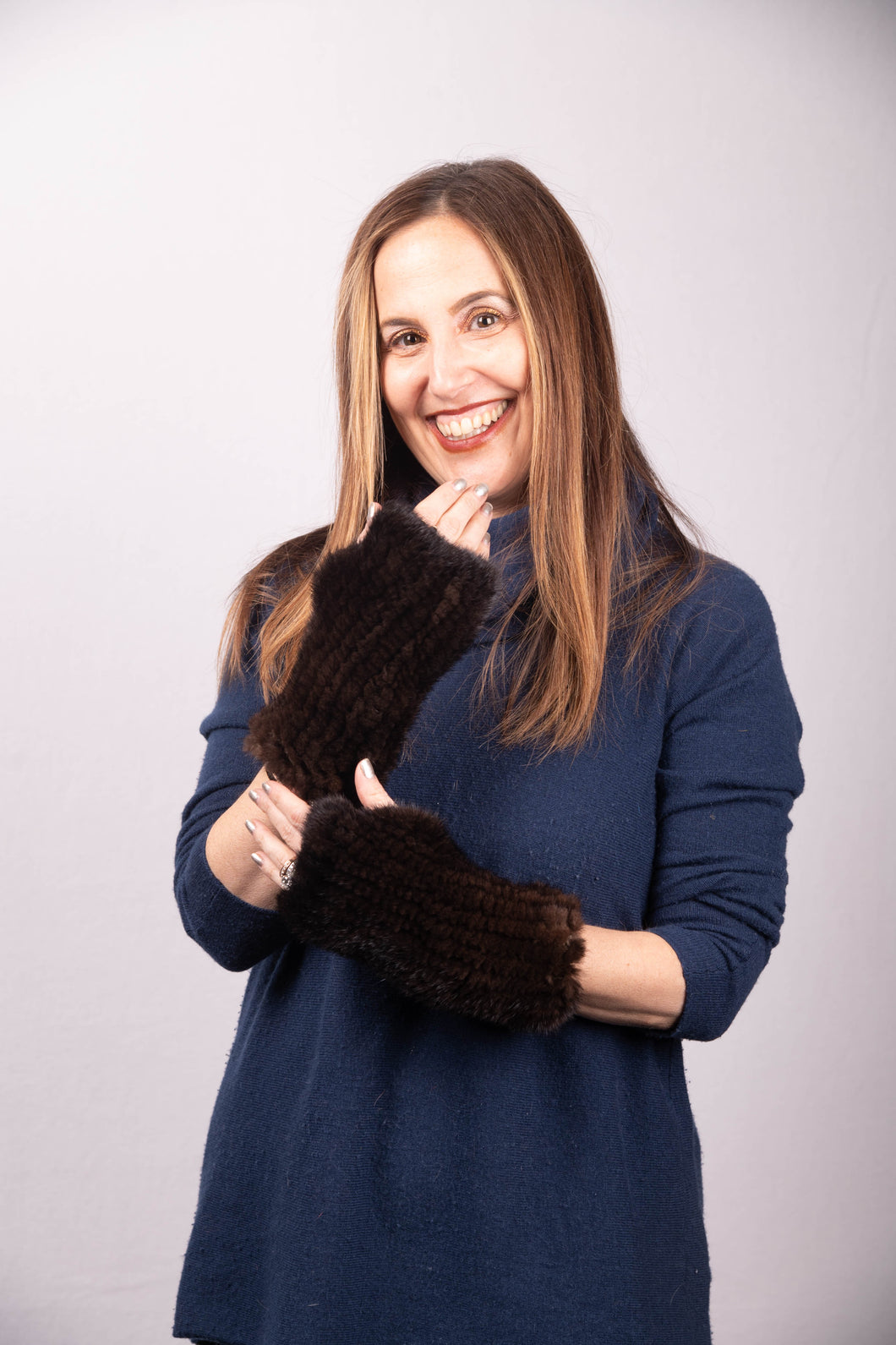 Mahogany Mink Fingerless Gloves